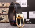 Perfect Replica Montblanc Gold Buckle All Black Leather Belt